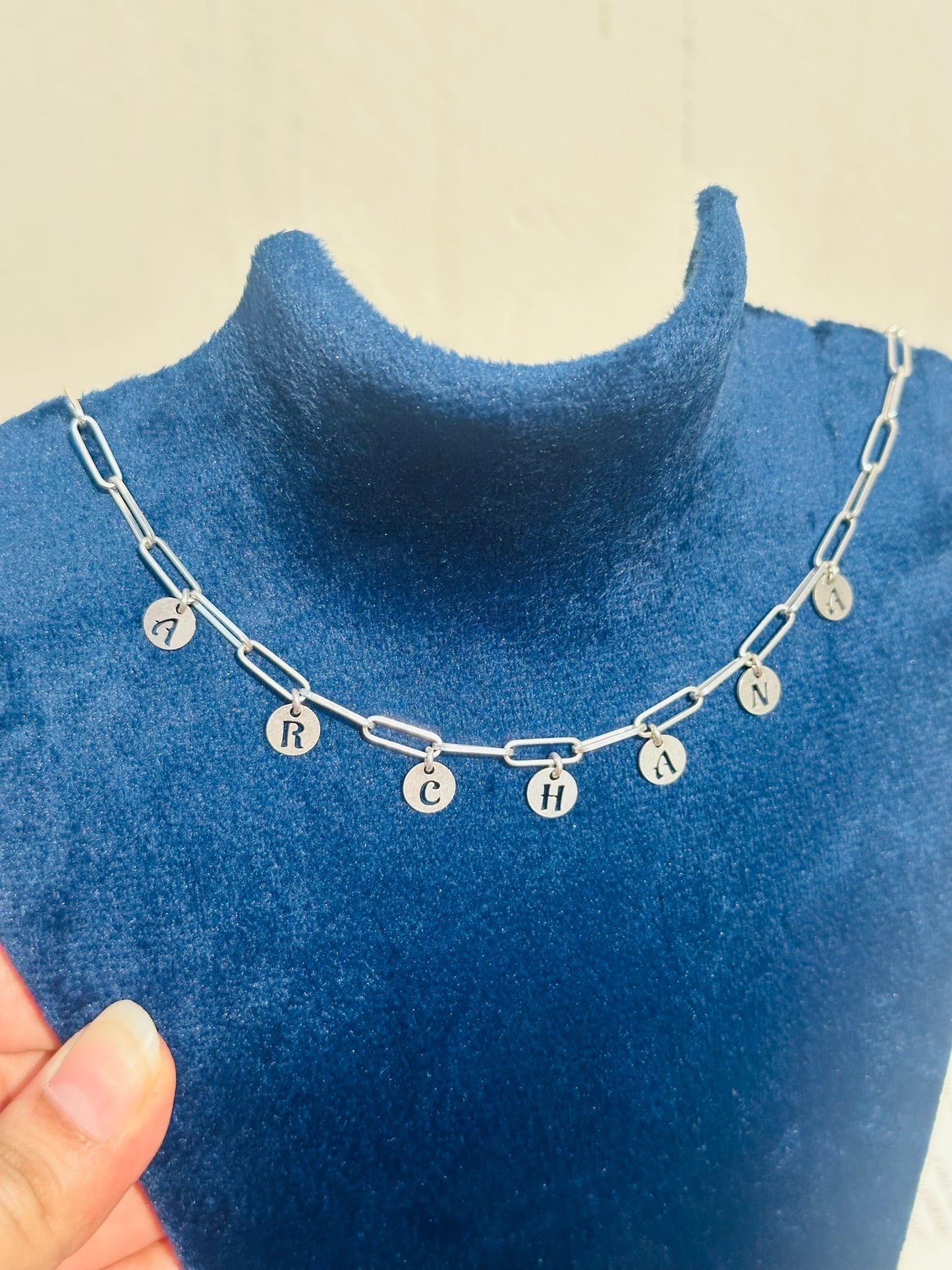 personalized name charm neckpiece