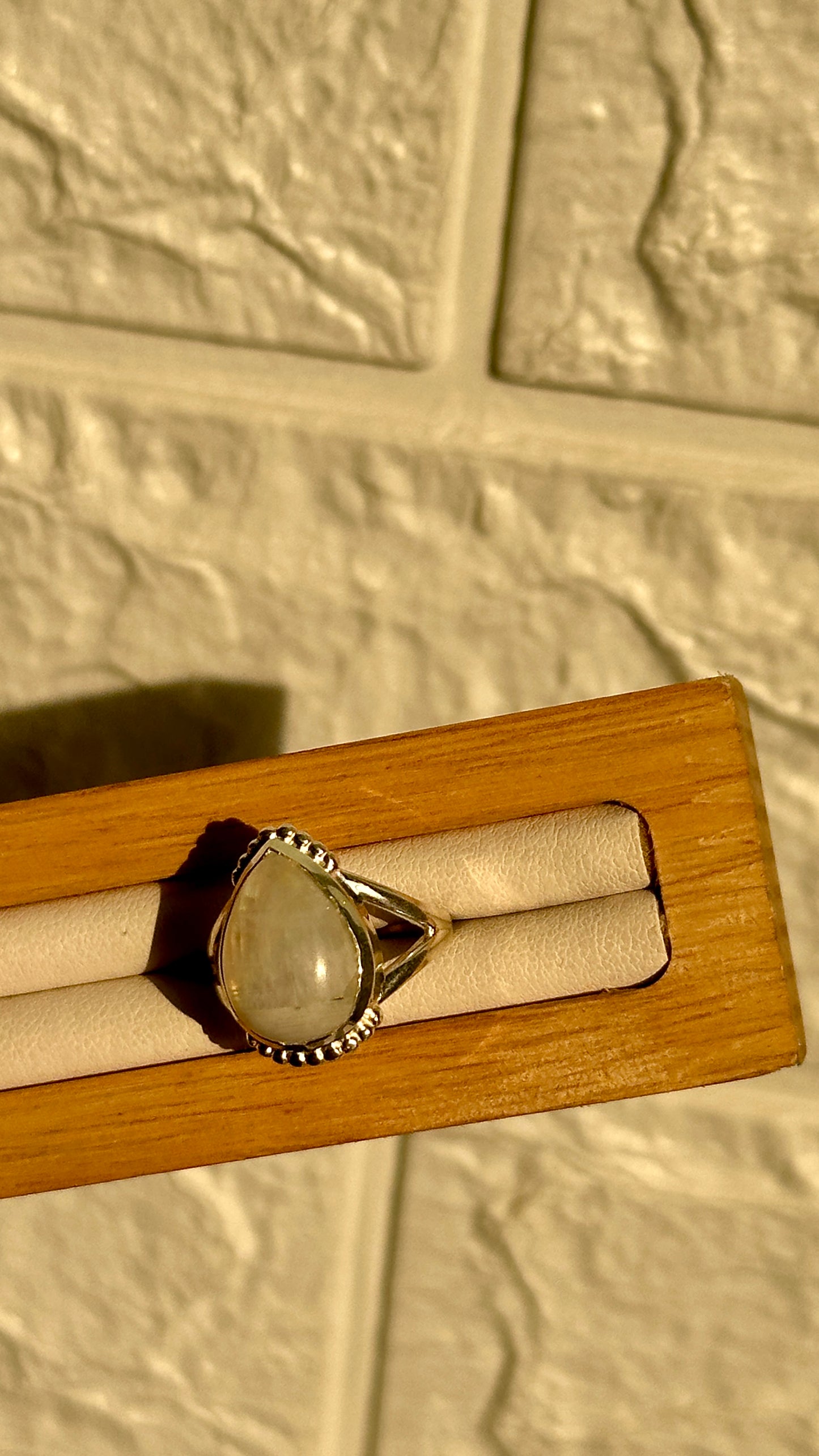 moonstone teardrop ring