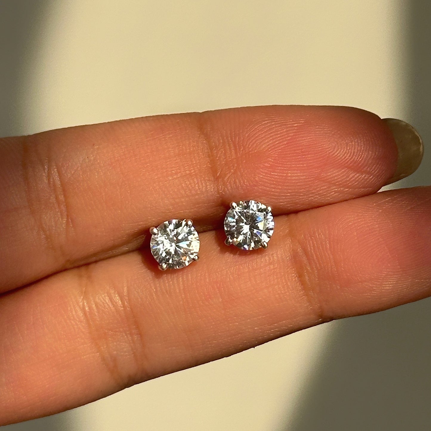 luna spark studs 6mm close-up — small round white zircon detail
