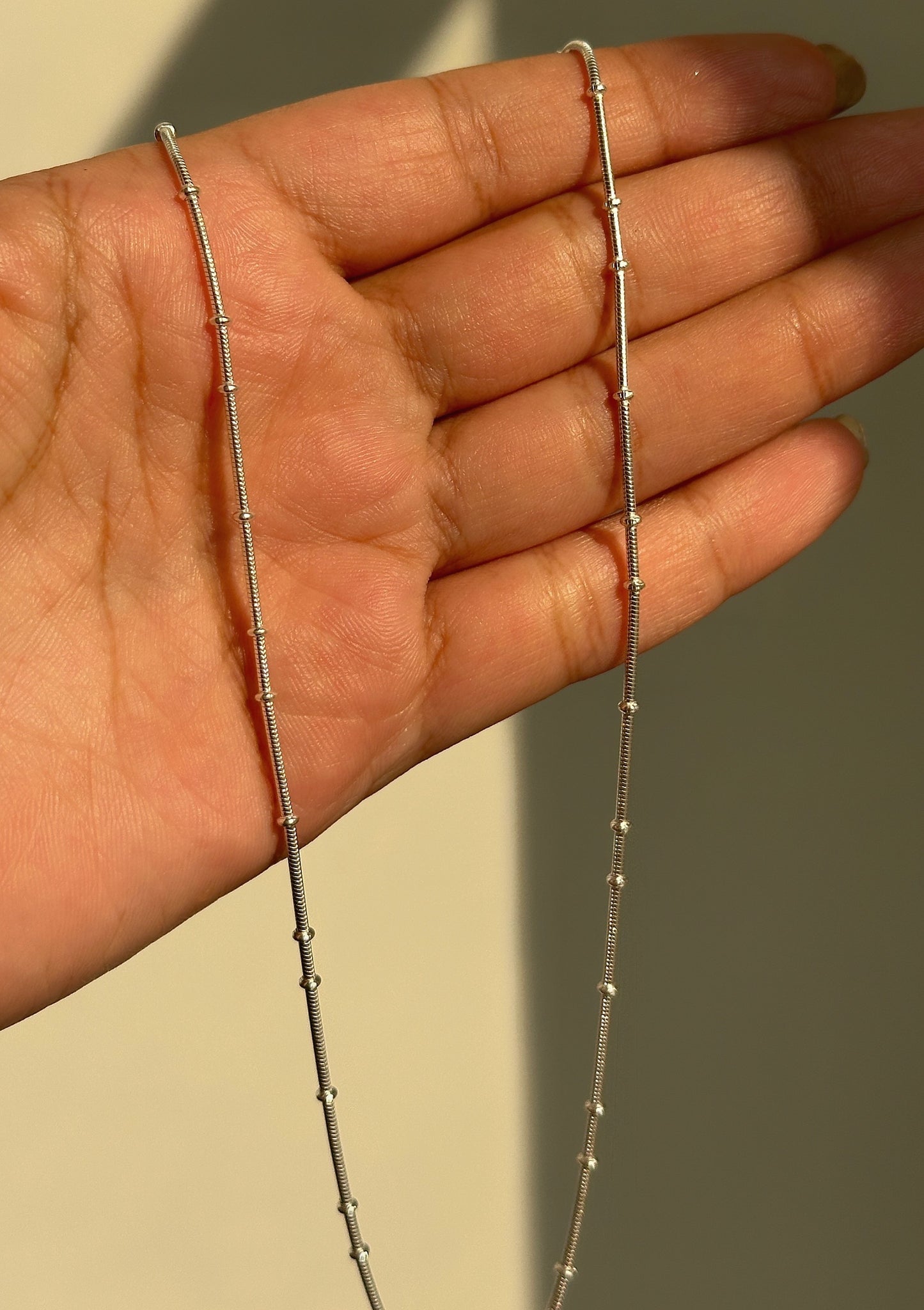 dainty dot chain worn — 925 silver layering chain for women