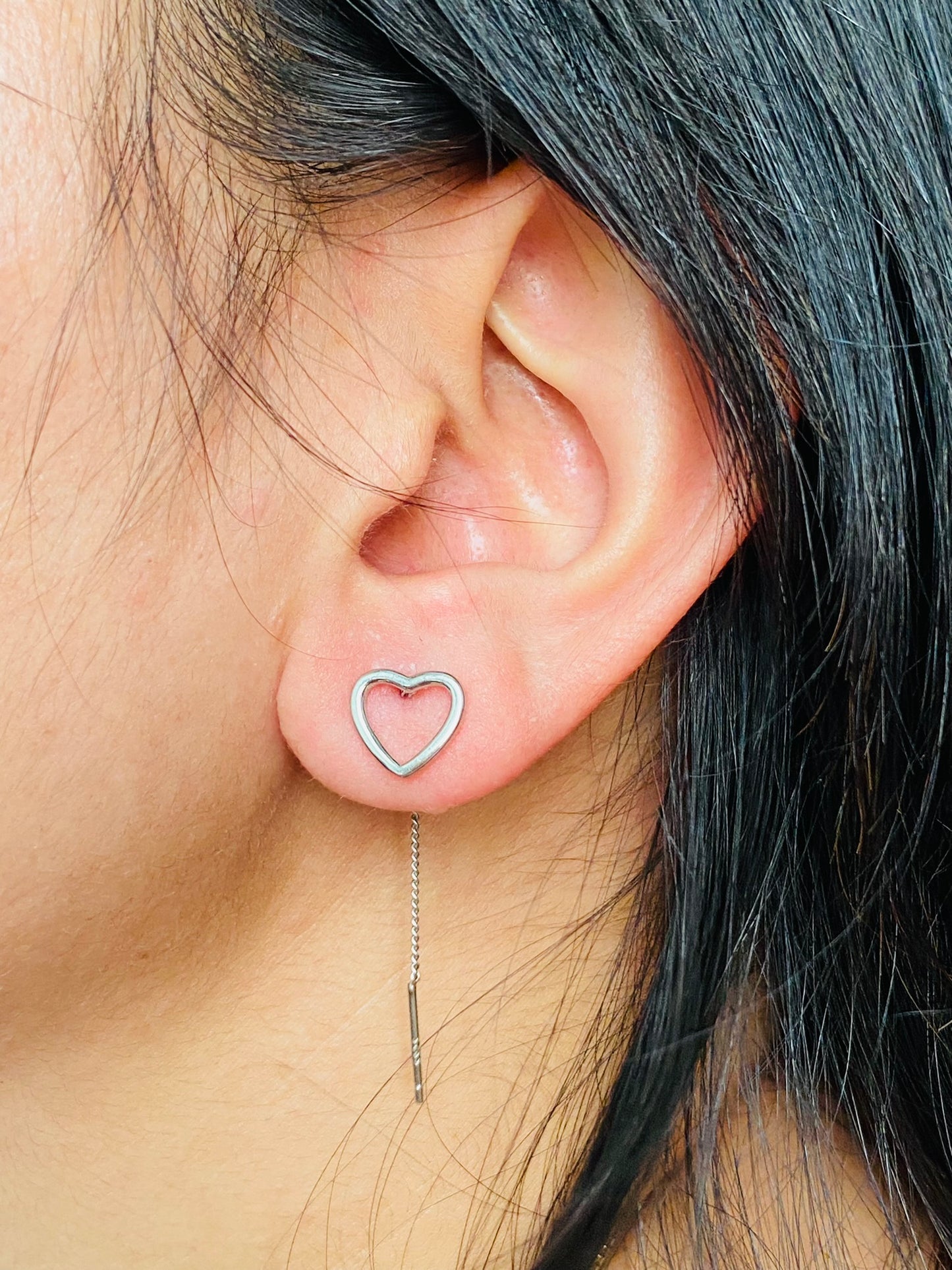 heart threader earring