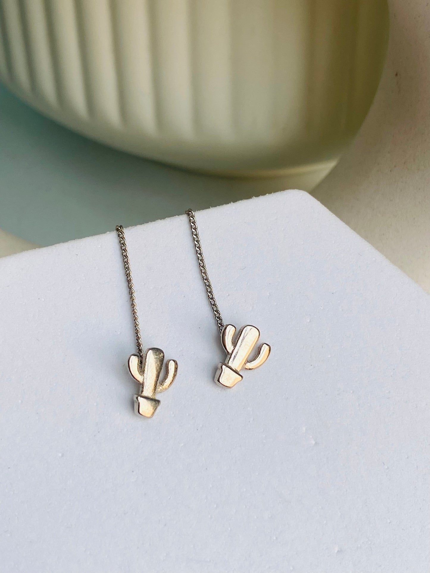 cactus threader earring