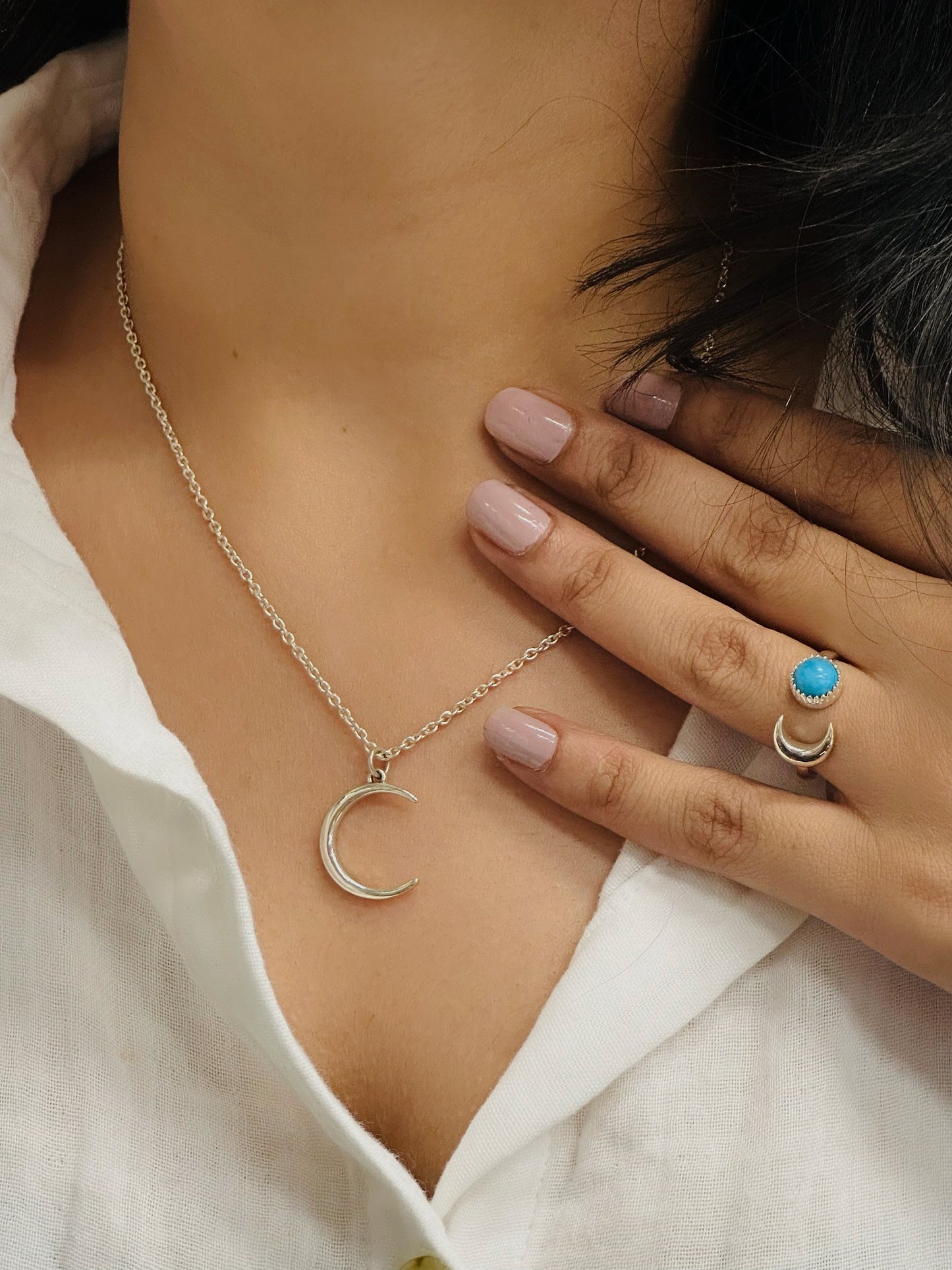silver crescent neckpiece