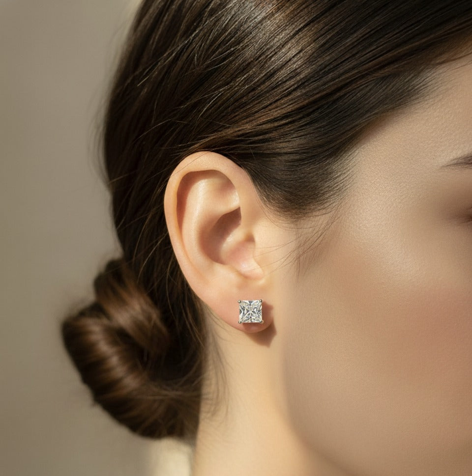 crystal square studs