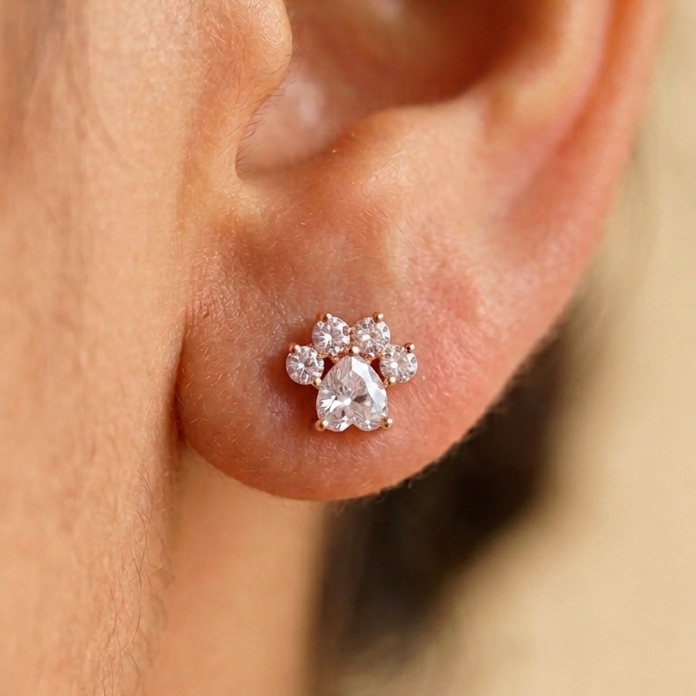 cat paw studs