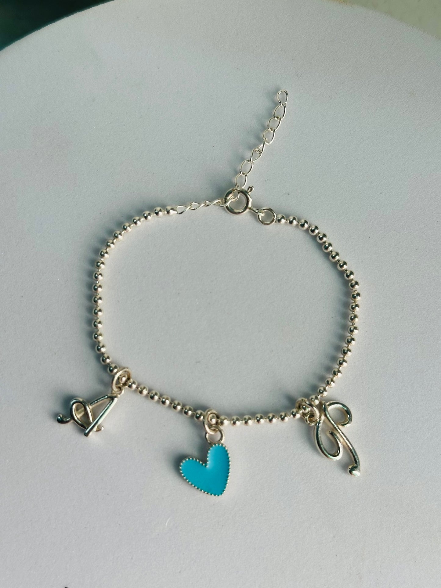 initial & hearts charm bracelet