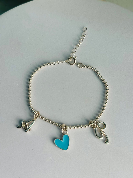 Initial & Hearts Charm Bracelet