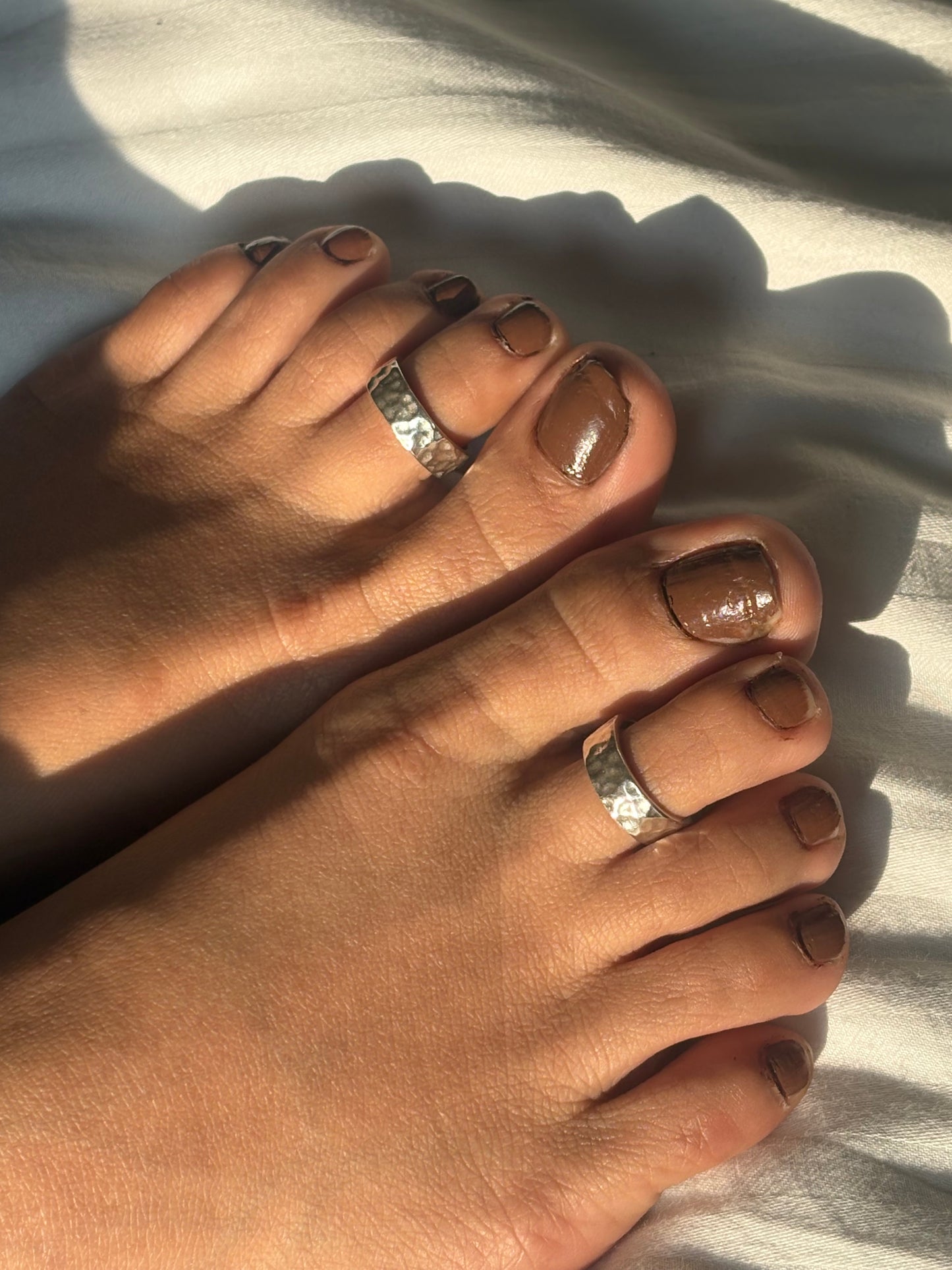 hammer texture toe rings