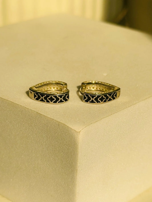 Black Enamel Hoops