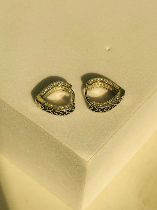 Black Enamel Hoops