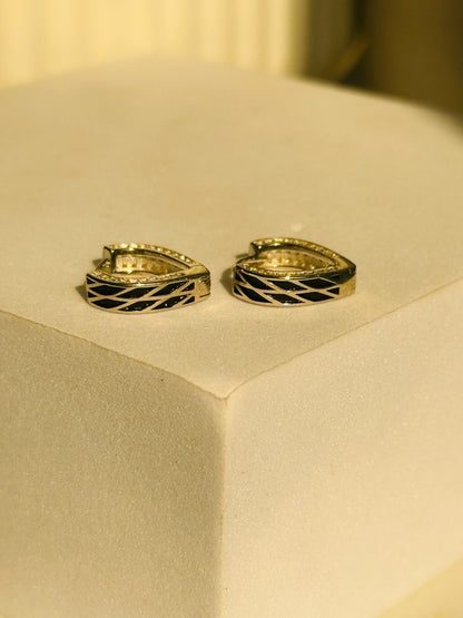 Pattern Black Enamel Hoops