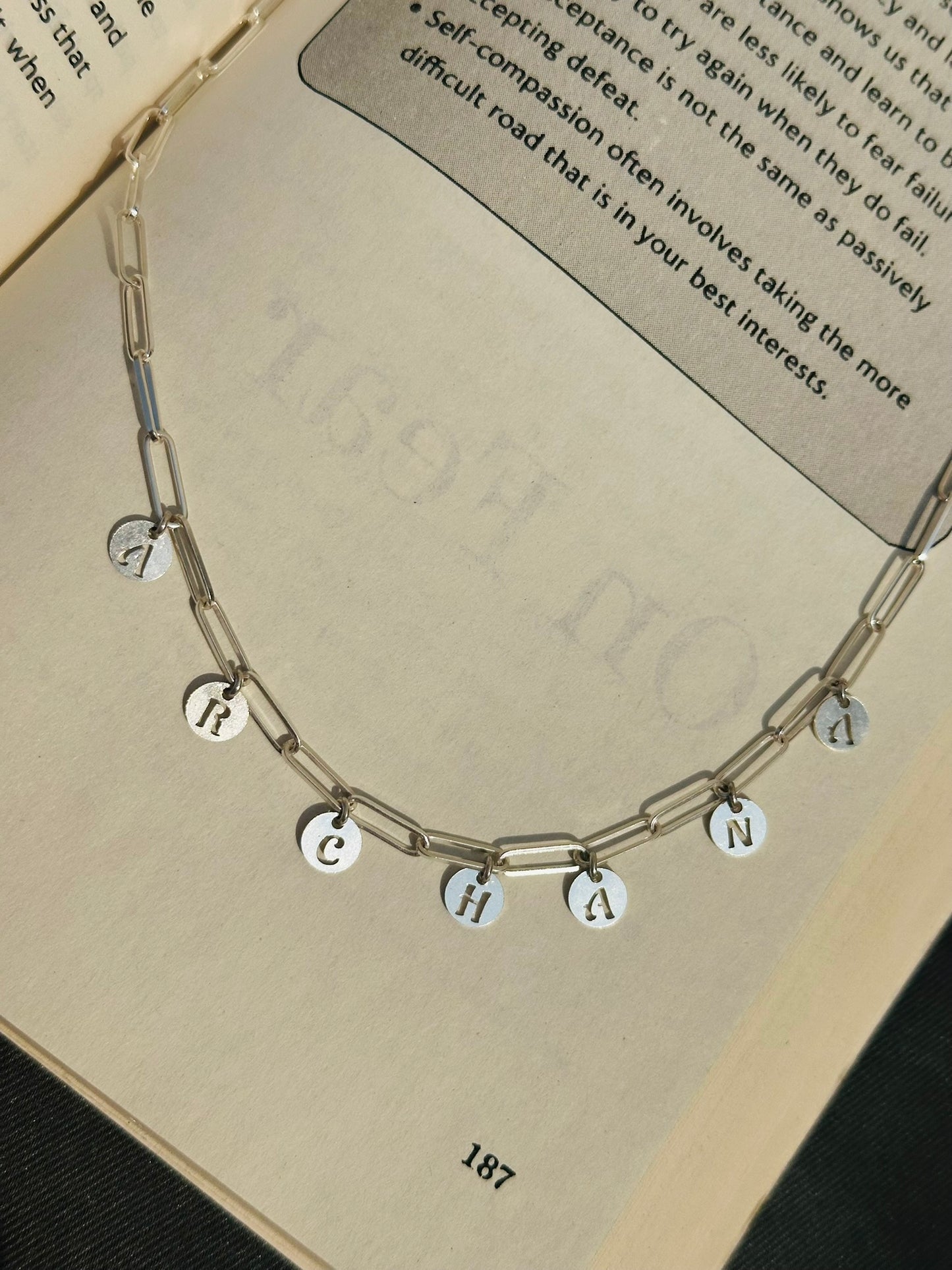 personalized name charm neckpiece