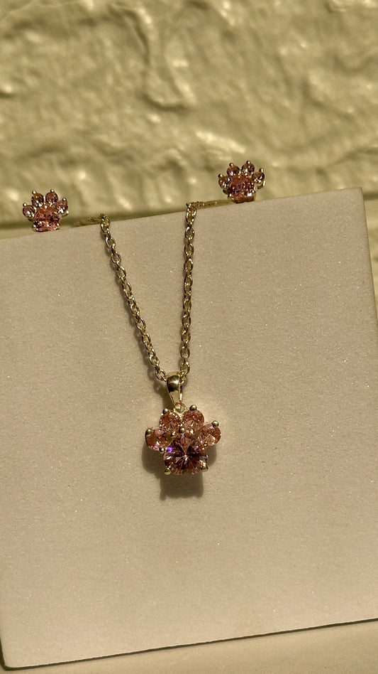 Blush Paw Pendant Set