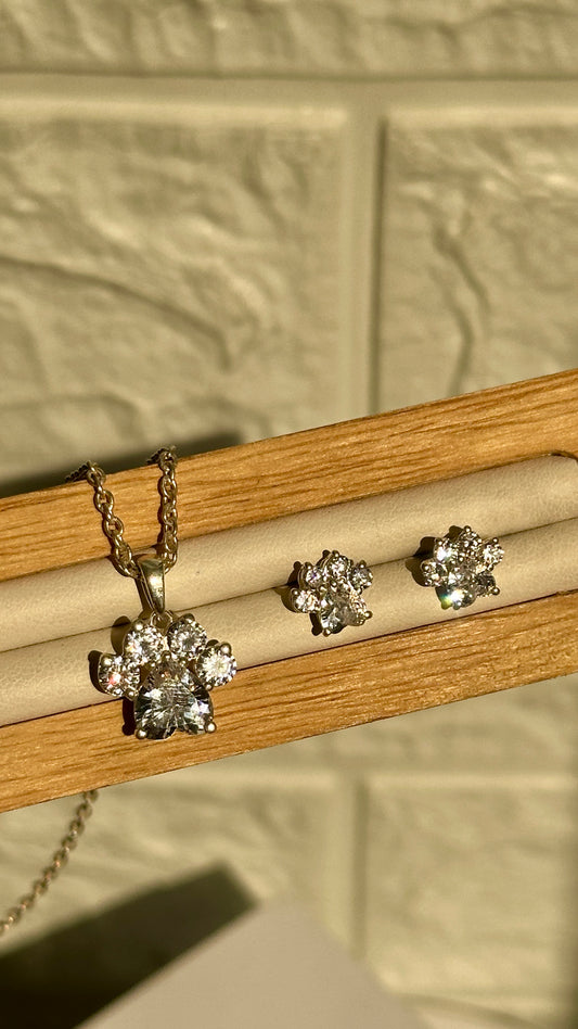 Crystal Paw Pendant Set