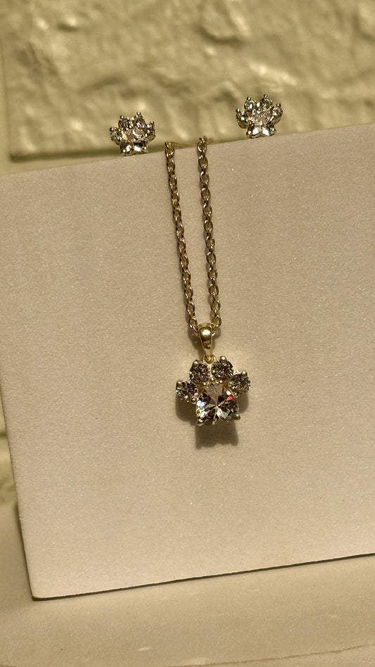 Crystal Paw Pendant Set