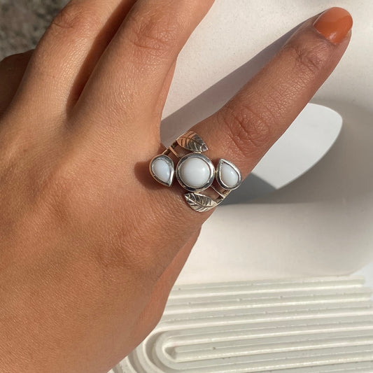 Botanical White Opal Ring