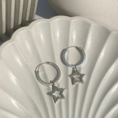 Star Charm Hoops