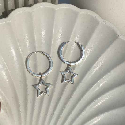 Star Charm Hoops