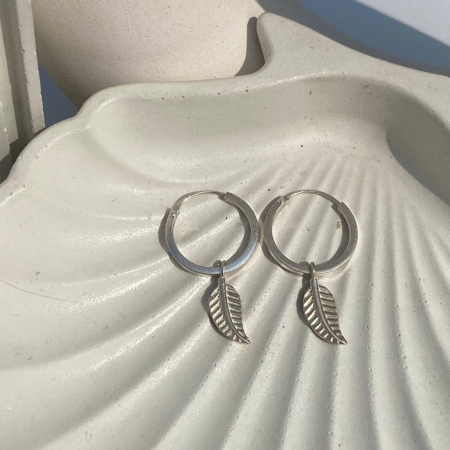 leaf luxe charm hoops
