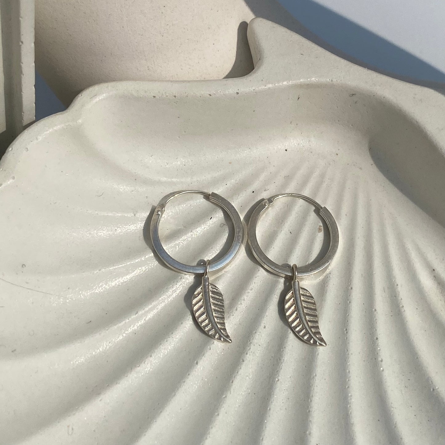 leaf luxe charm hoops