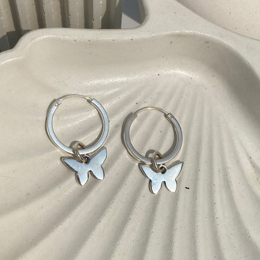 Butterfly Charm Hoops