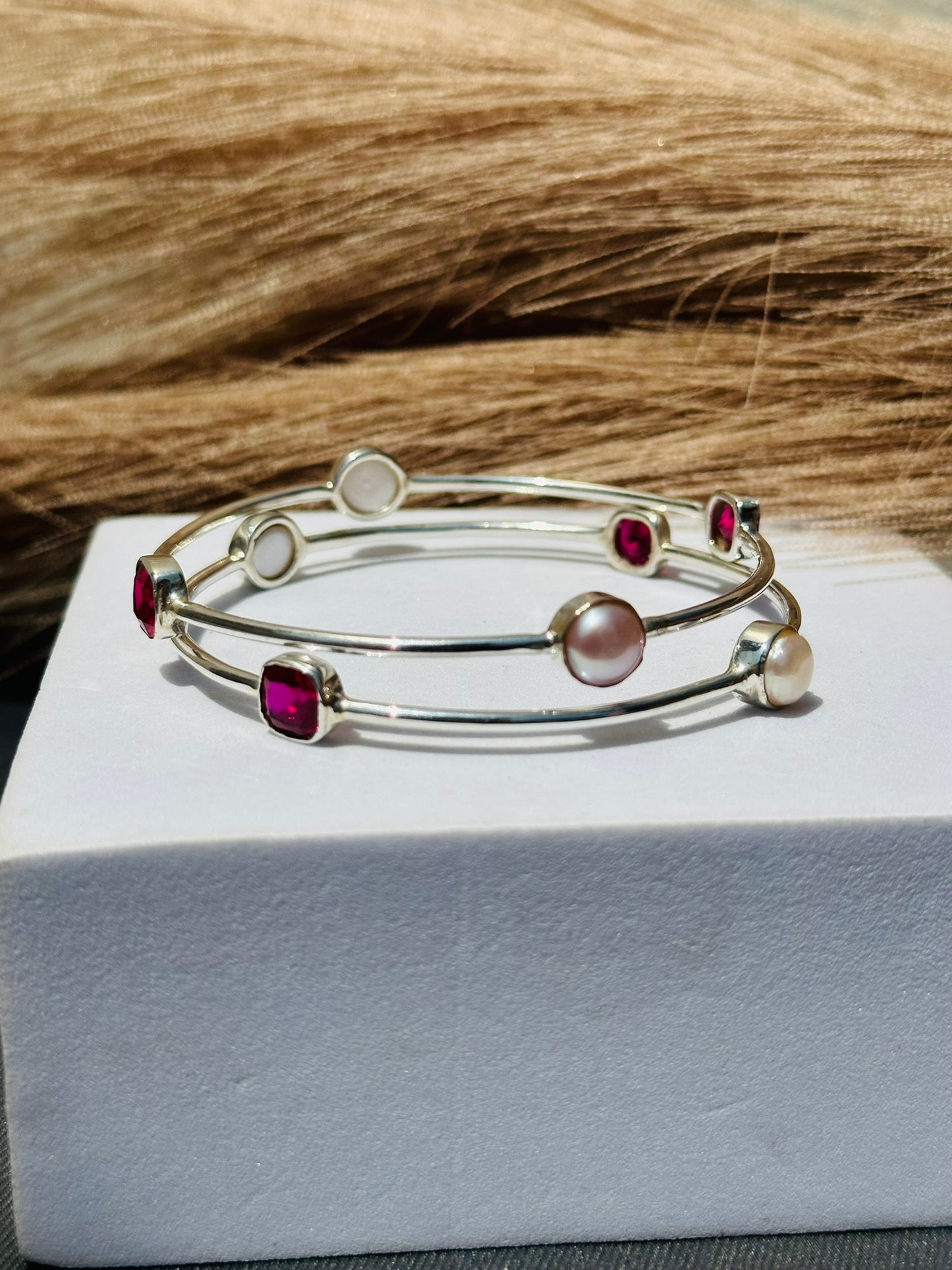 ruby & pearl bangle