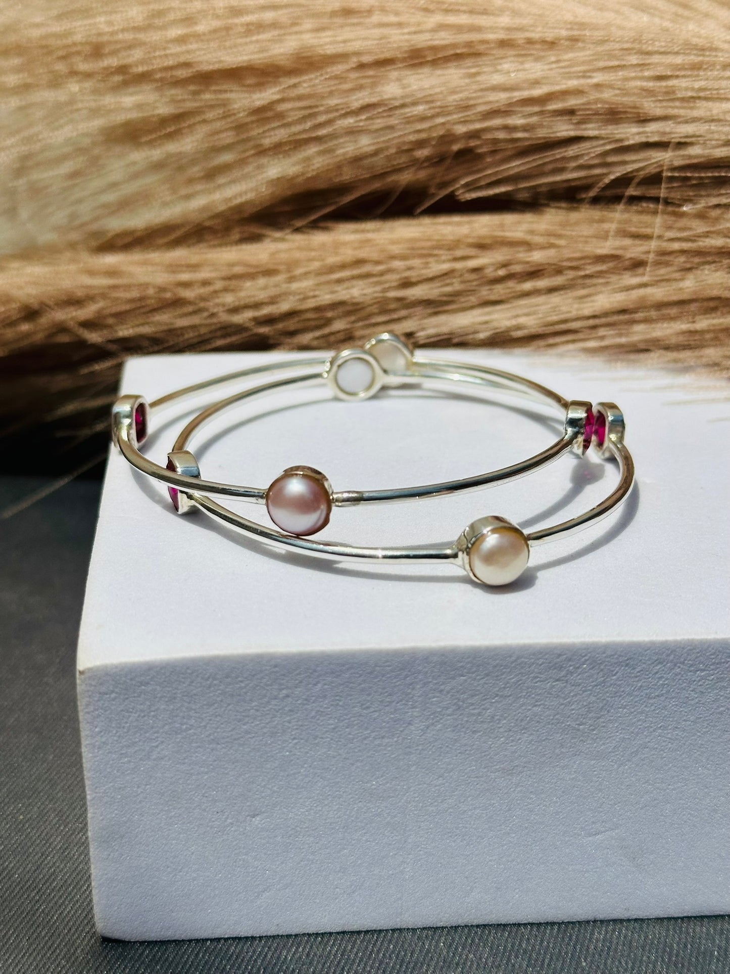 ruby & pearl bangle