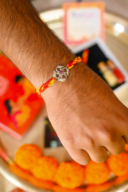 Swastik Red Stone Rakhi