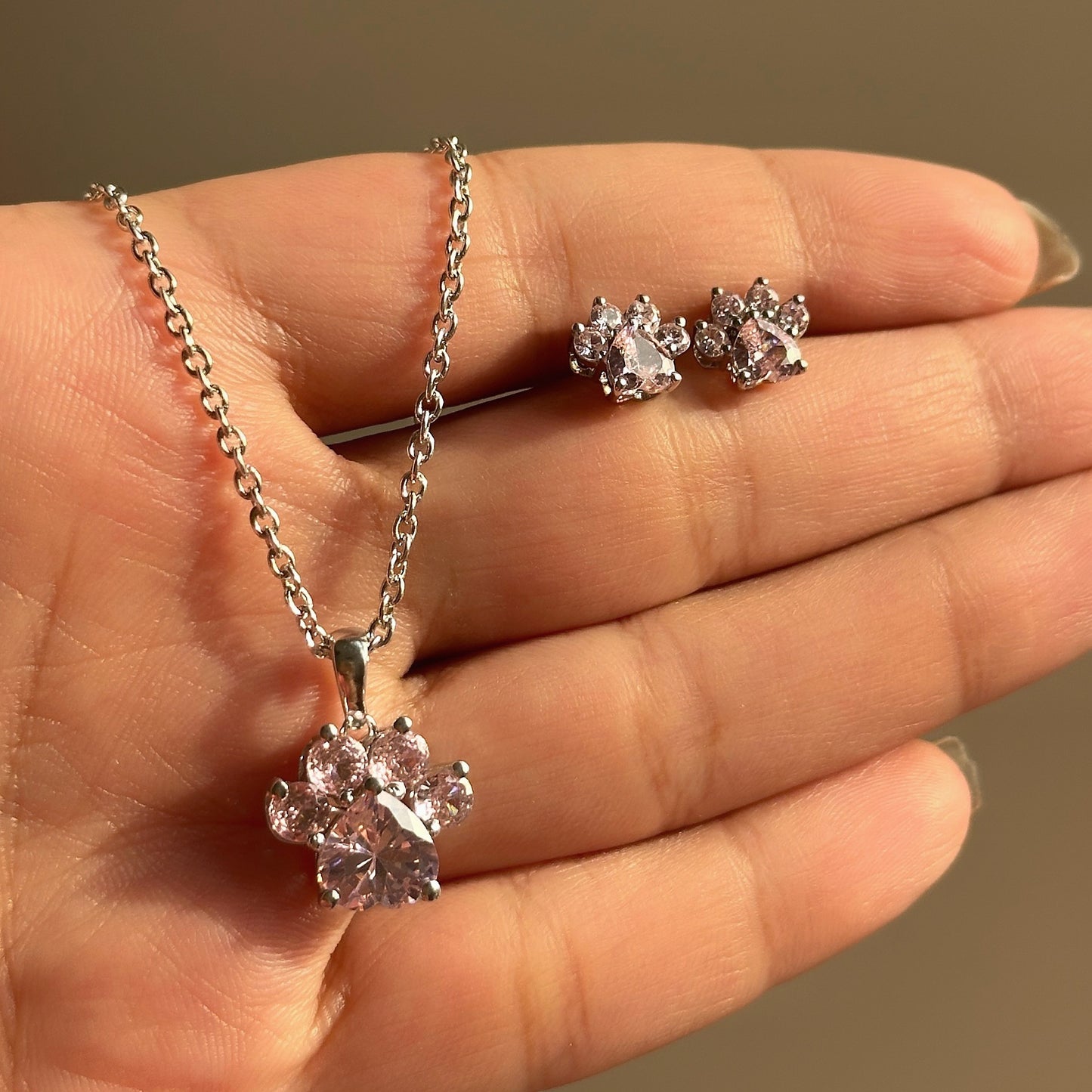 blush paw pendant set