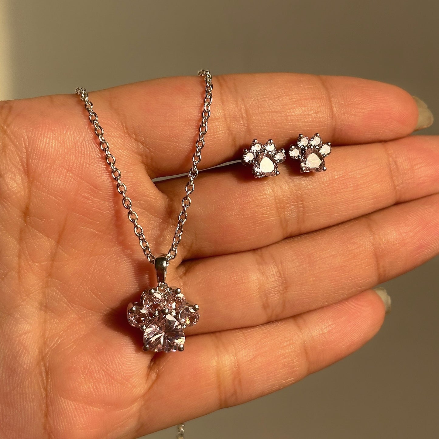 blush paw pendant set
