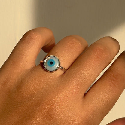 Majestic Evil Eye Ring in 925 sterling silver with 10mm nazariya statement stone, House of Binti