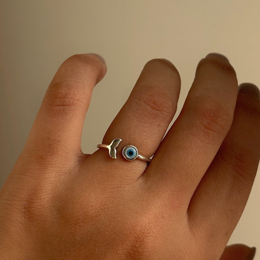 Lucky Fin Evil Eye Ring