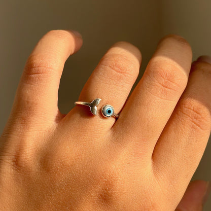 Lucky Fin Evil Eye Ring