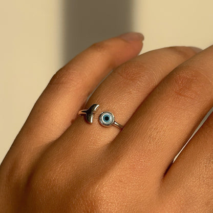 Lucky Fin Evil Eye Ring
