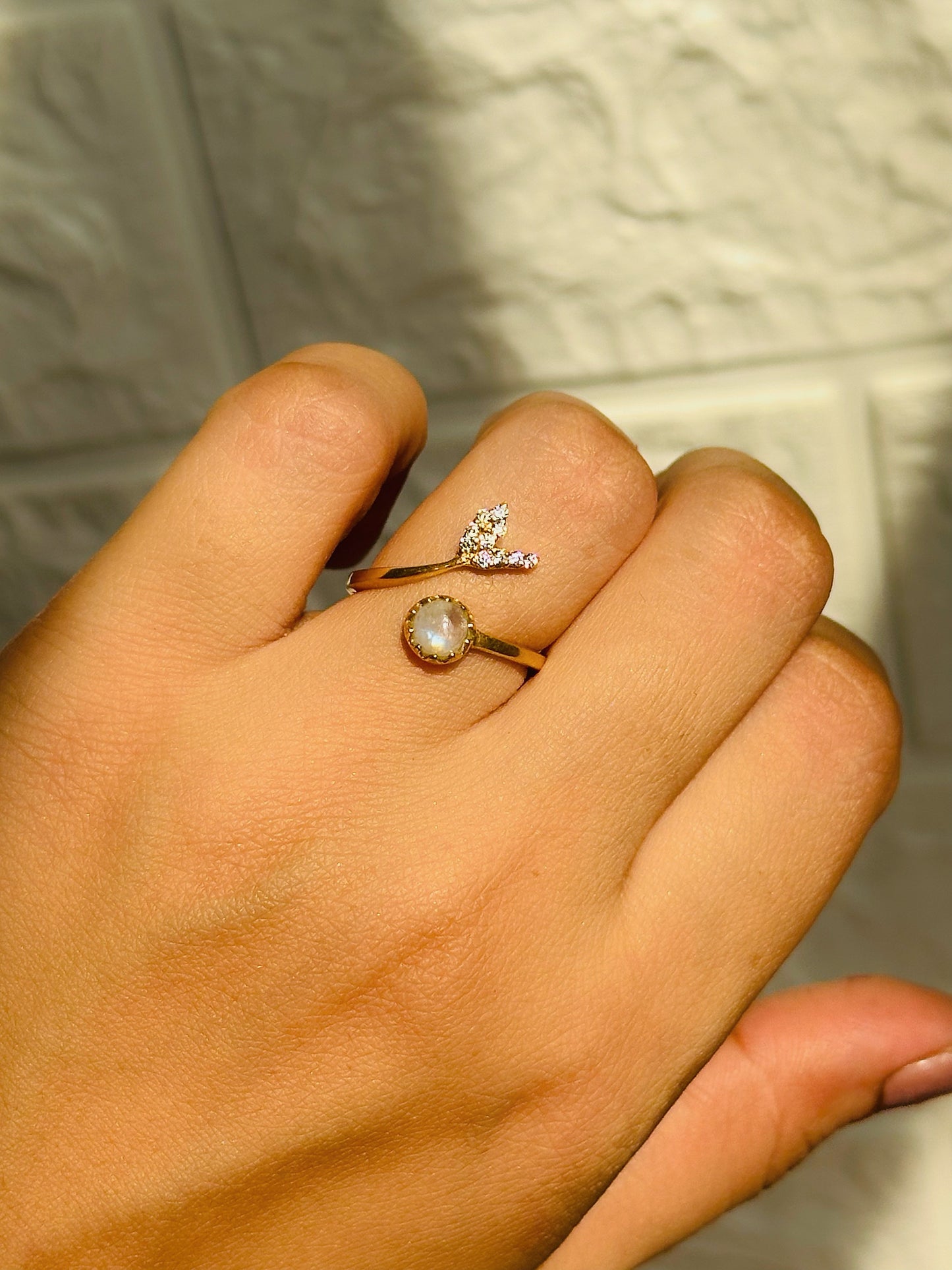moon stone mermaid ring