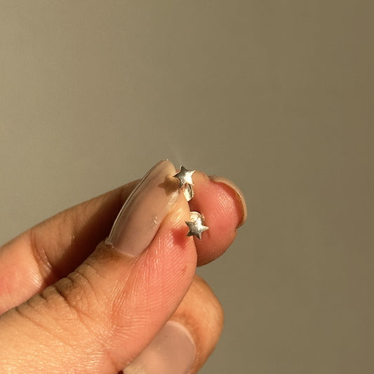 Tiny Star Studs in 925 sterling silver, minimal 3mm celestial stud earrings, House of Binti