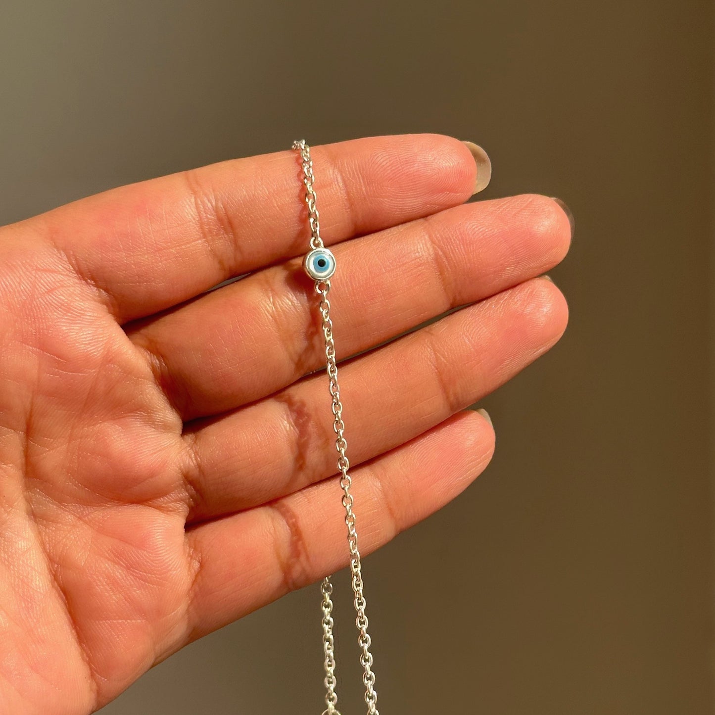 minimal nazar anklet — single 4mm evil eye charm on 925 silver payal