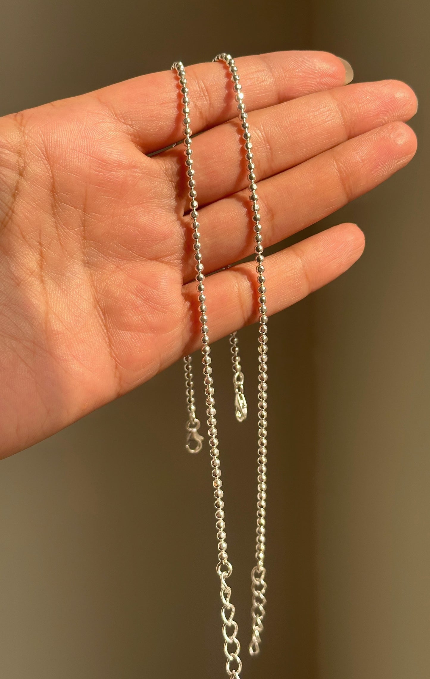 timeless ball anklet in 925 sterling silver payal with polished 2.2mm silver balls, house of binti