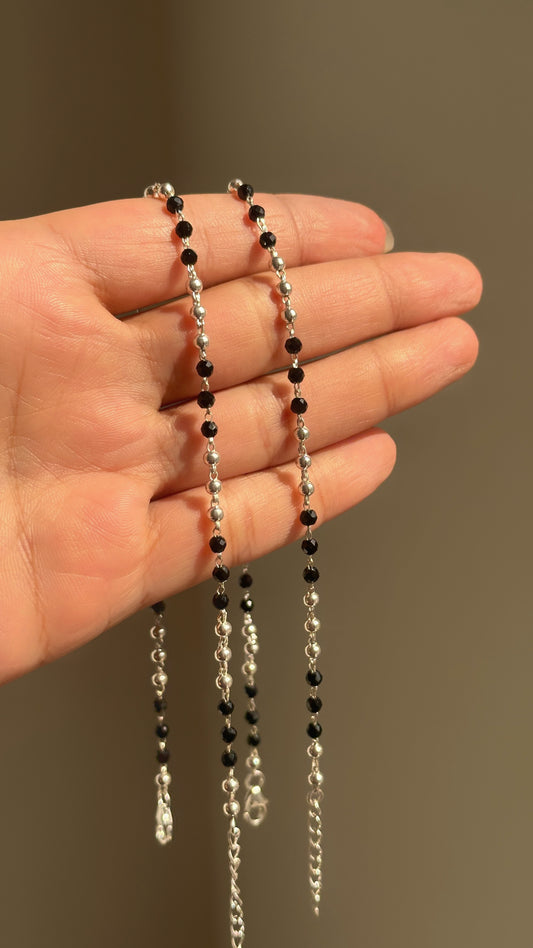 Classic Black Beads Anklet