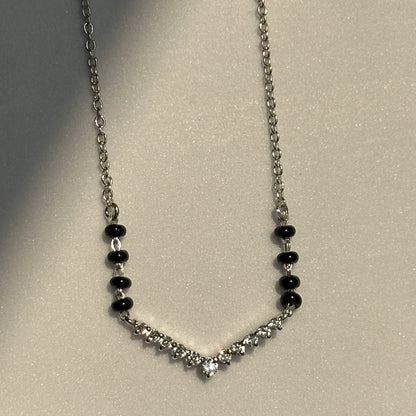 V Spark Mangalsutra — V-shaped zircon motif in 925 sterling silver