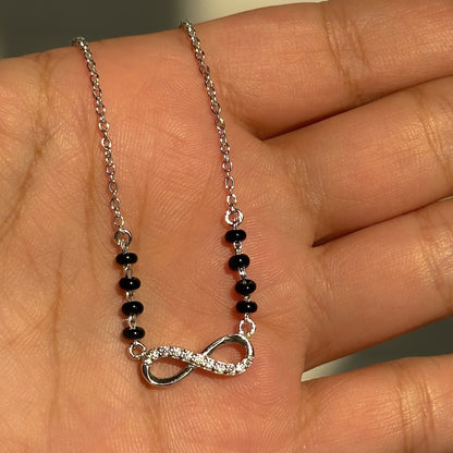 Infinity Grace Mangalsutra close-up — sparkling infinity motif detail