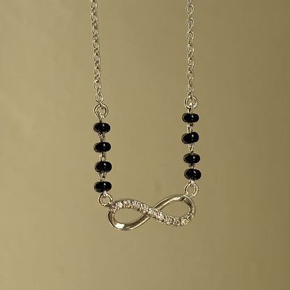 Infinity Grace Mangalsutra worn — minimal 925 silver mangalsutra