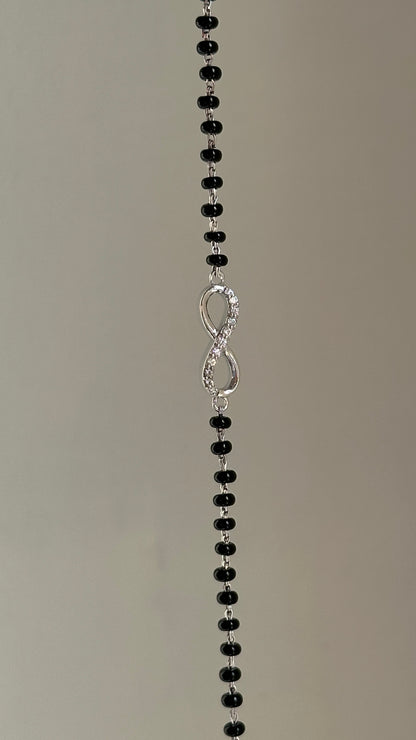 Infinity Mangalsutra Bracelet worn on wrist — 925 silver hand mangalsutra