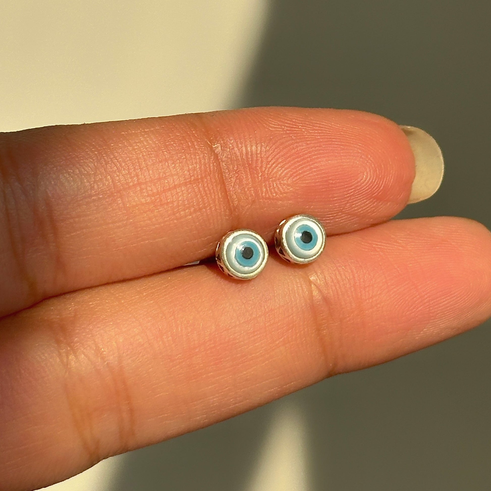Original Evil Eye Studs — 4mm nazariya studs in 925 sterling silver