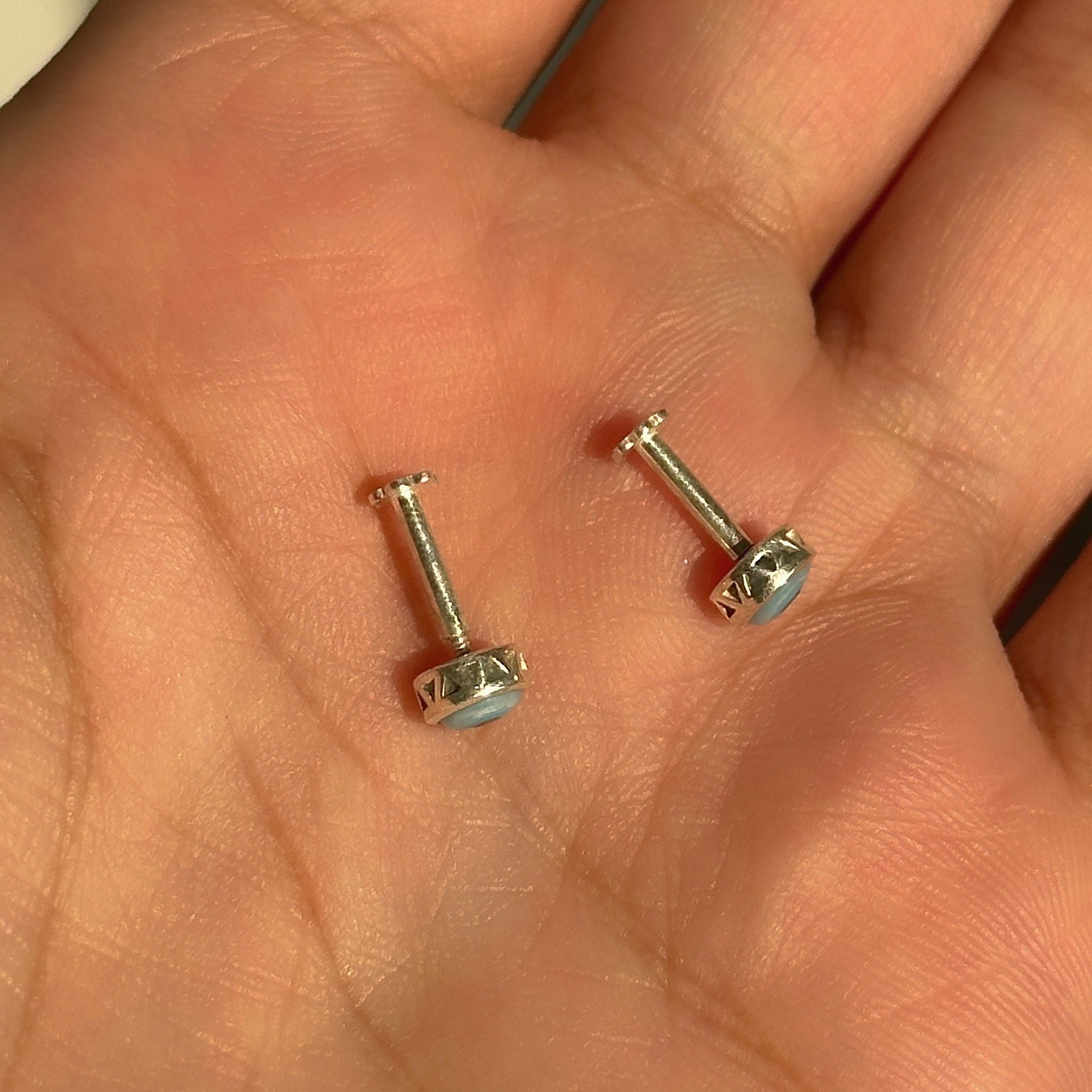 Original Evil Eye Studs worn — 925 silver nazariya stud earrings