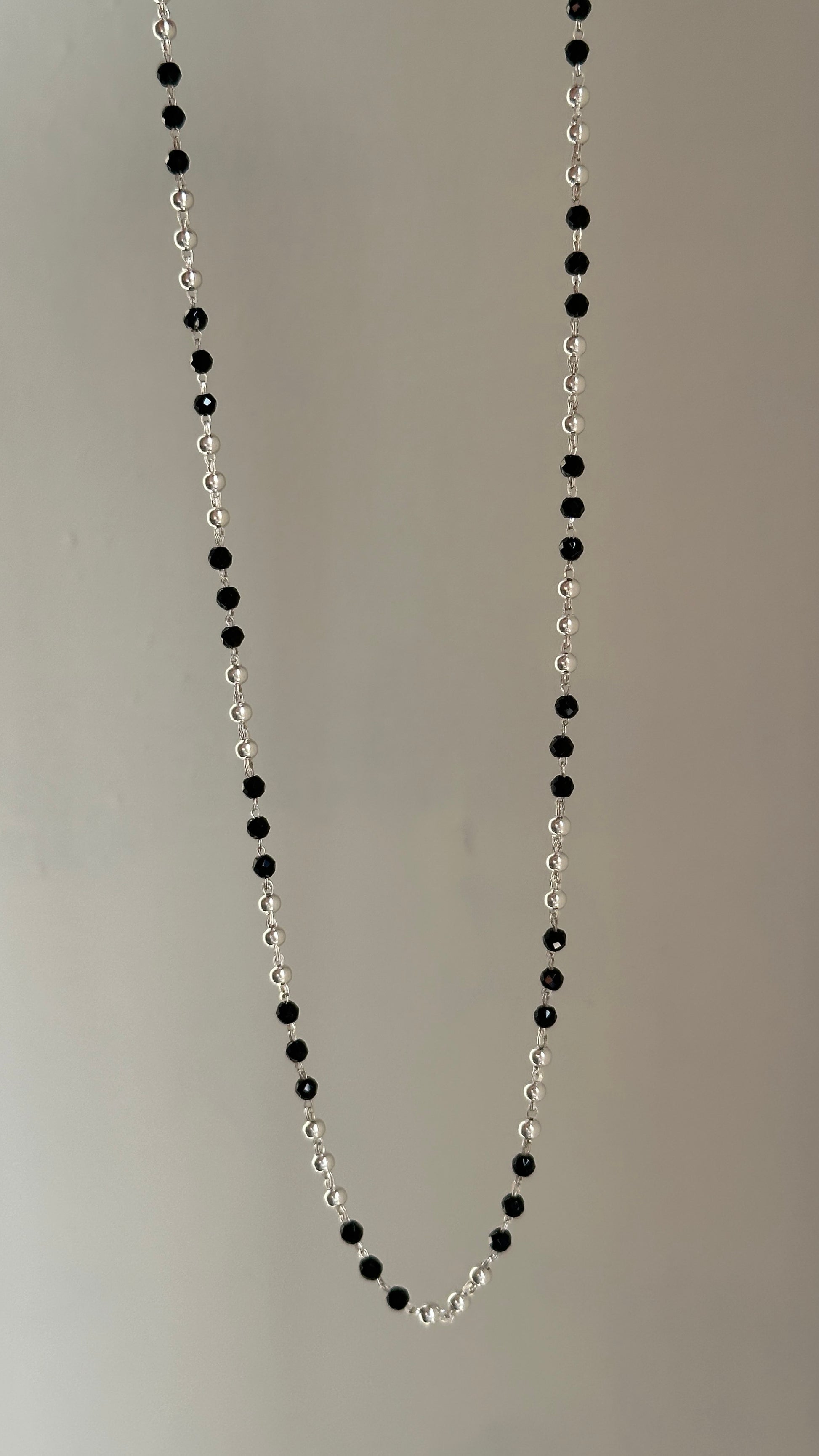 Classic Black Bead Chain worn — 925 silver nazariya bead chain