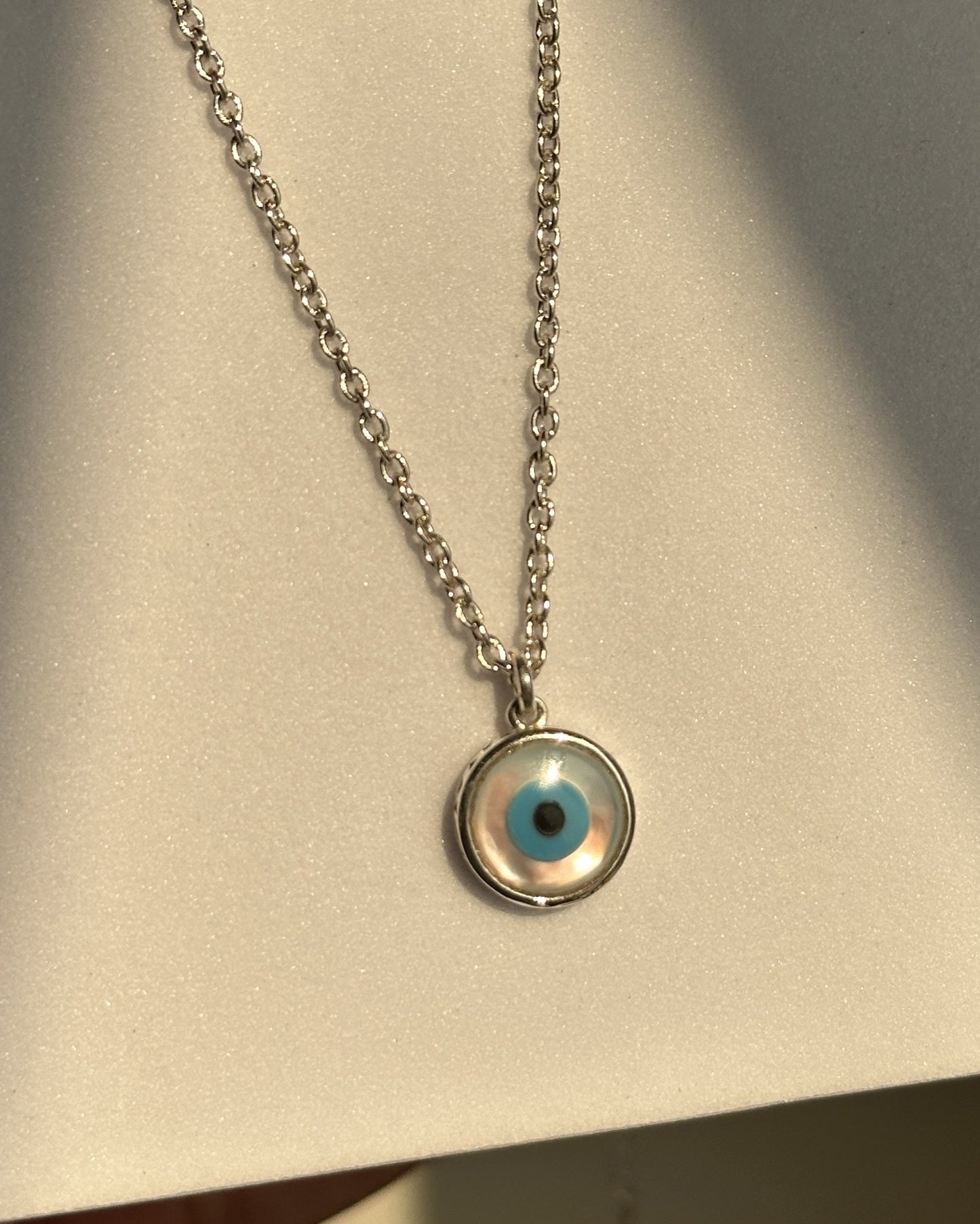 statement evil eye neckpiece worn — bold 925 silver nazariya necklace