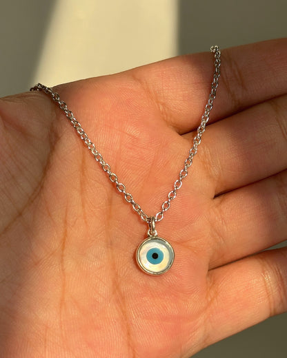 Classic Evil Eye Neckpiece close-up — blue evil eye pendant detail