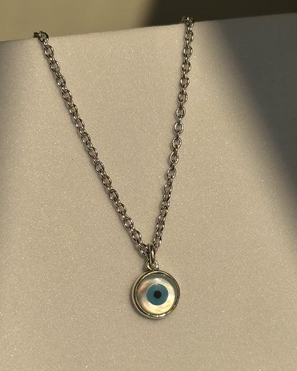 Classic Evil Eye Neckpiece worn — 925 silver nazariya necklace