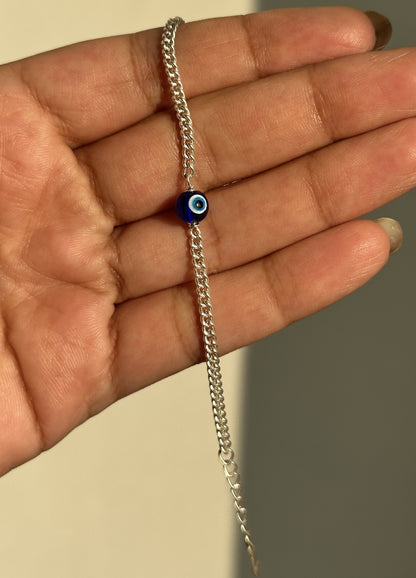 Tiny Evil Eye Bracelet for kids — 6mm nazariya in 925 sterling silver
